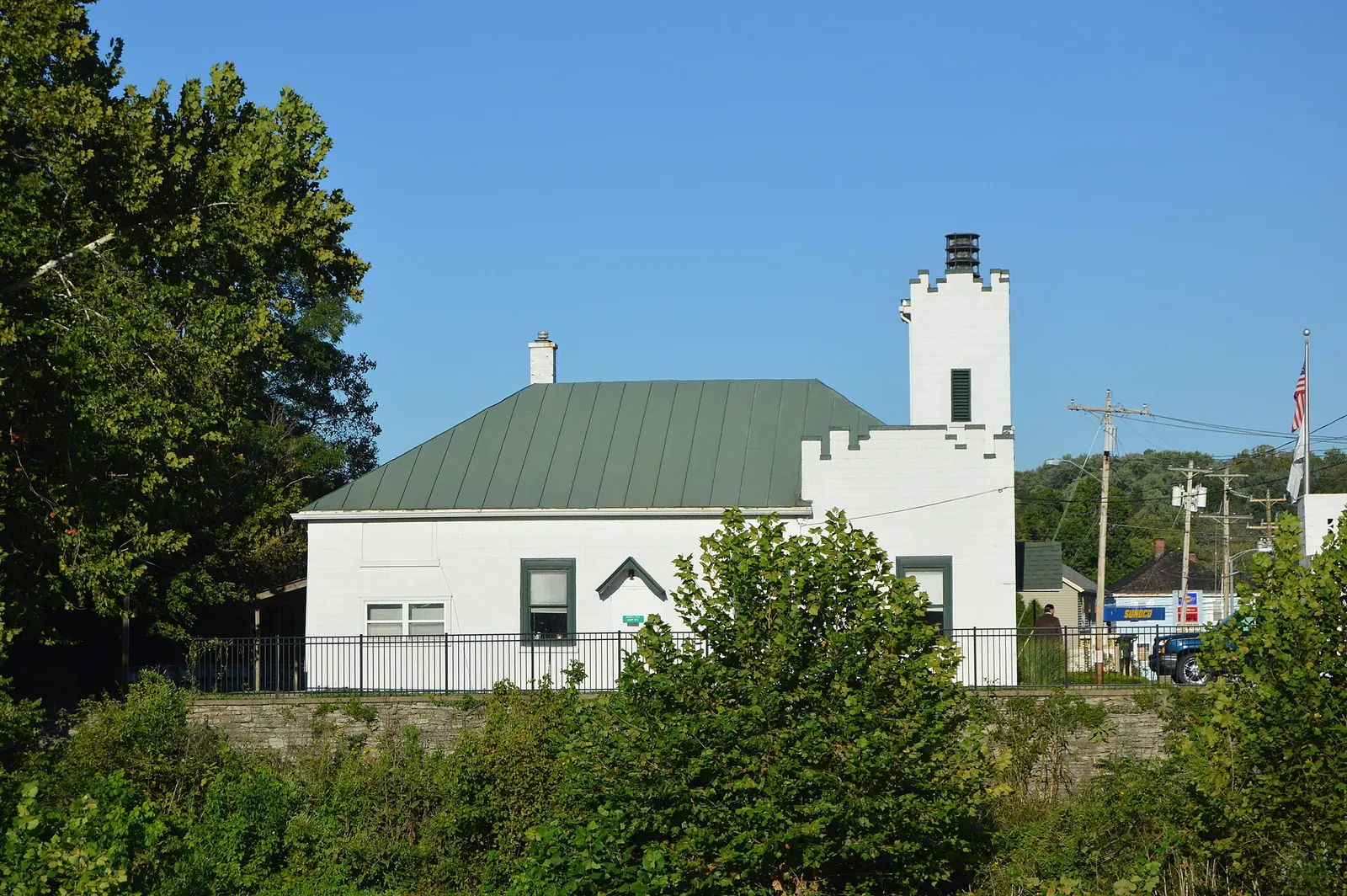 Morrow village hall beside Todd Fork in Morrow, Ohio