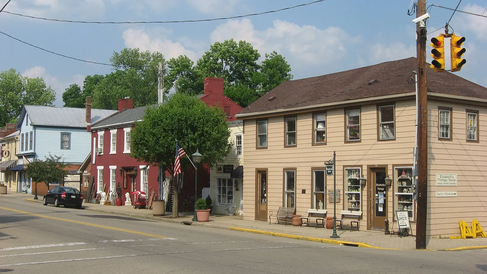 Main Street shops in Waynesville, Ohio